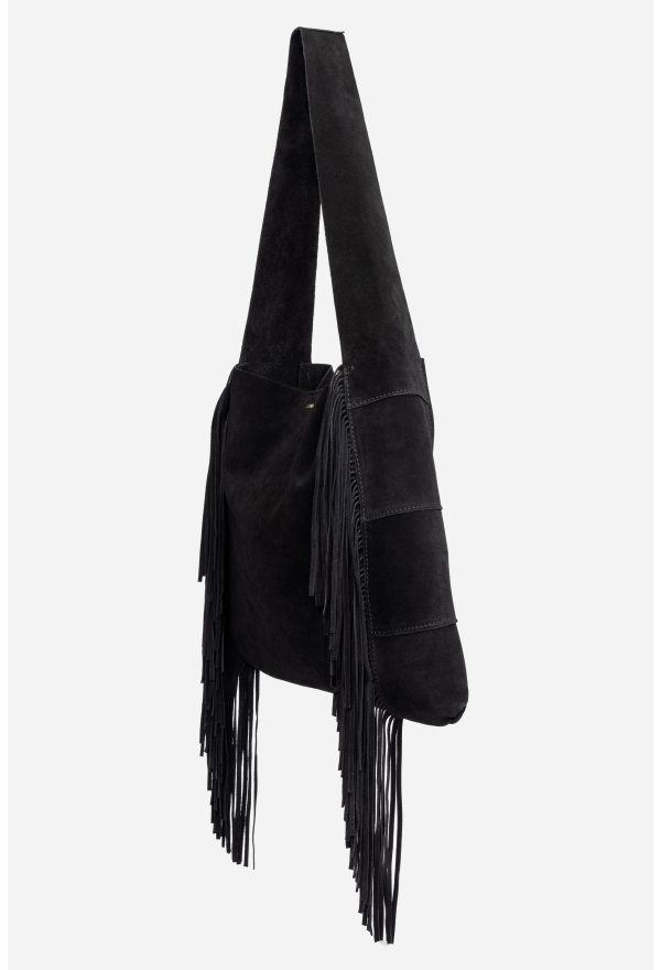 NERO ITALIAN SUEDE FRINGE HOBO - Image 2