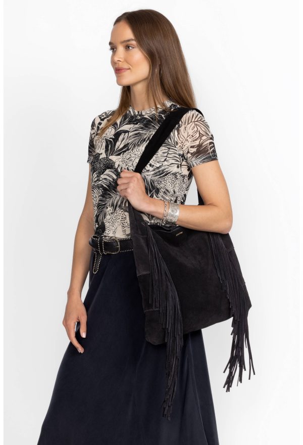NERO ITALIAN SUEDE FRINGE HOBO - Image 3