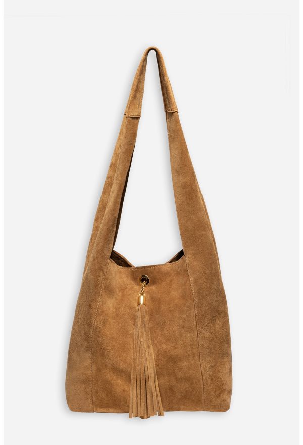 TASSEL CHAIN ITALIAN SUEDE HOBO BAG