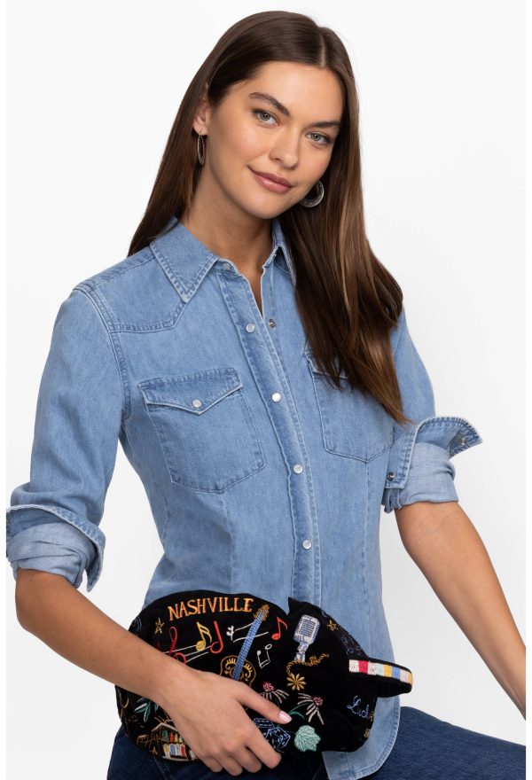 NASHVILLE COTTON VELVET MAKEUP BAG - Image 5