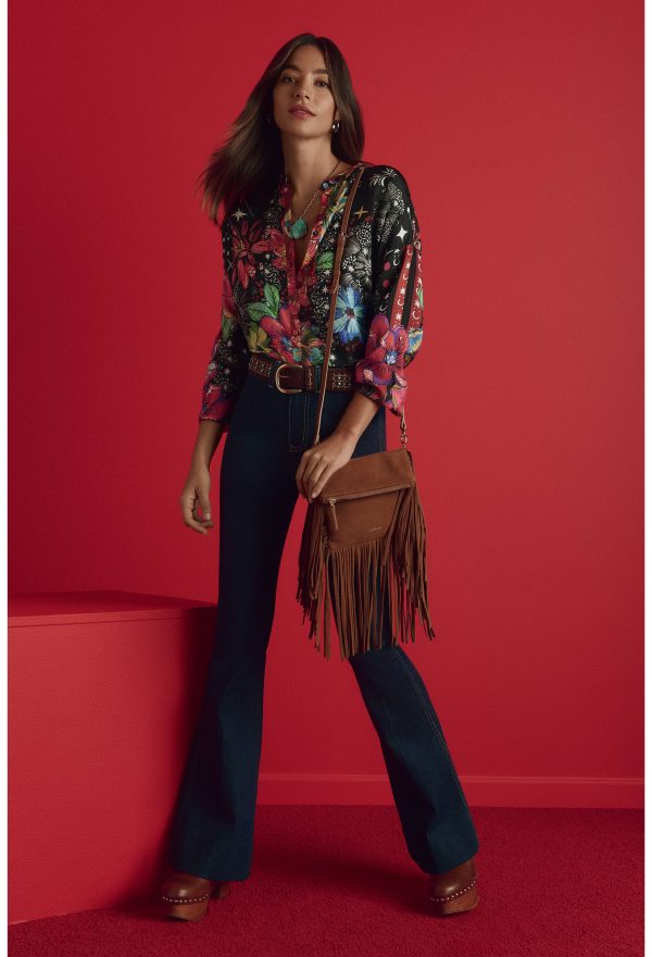 COGNAC ITALIAN SUEDE FOLDOVER FRINGE CROSSBODY - Image 6
