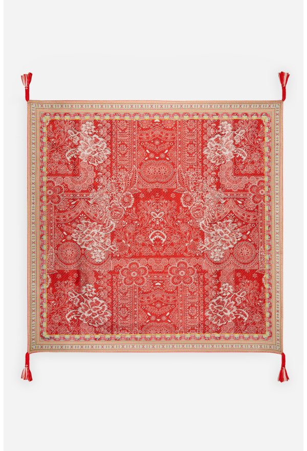 RED LACE SILK SCARF