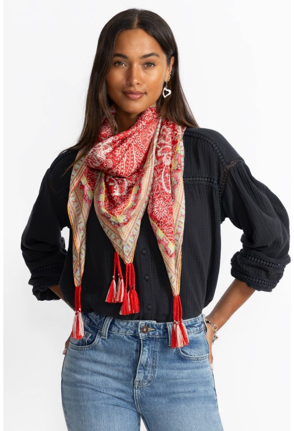 RED LACE SILK SCARF - Image 2