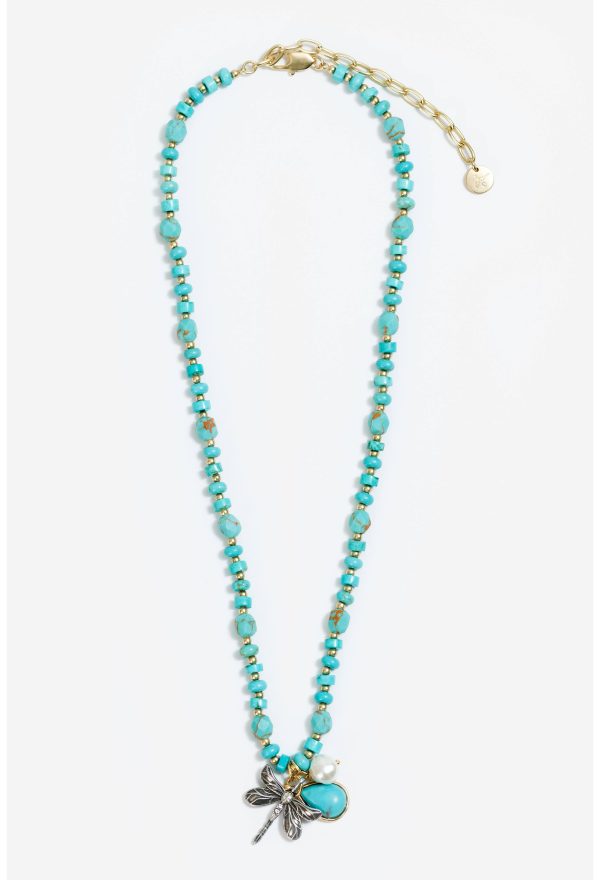 DRAGONFLY DAYDREAM TURQUOISE CHARM NECKLACE