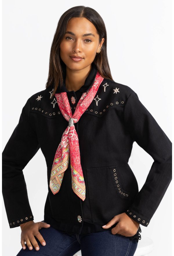 DENIM EMBROIDERY HEAD SCARF - Image 3