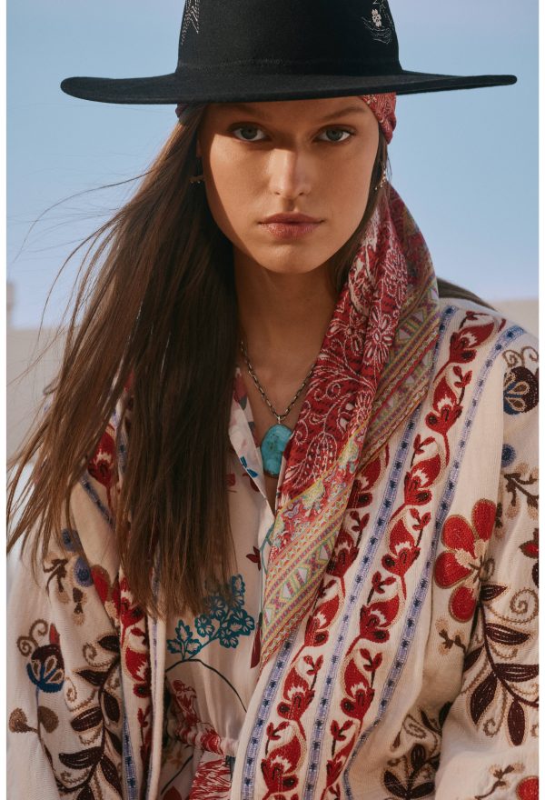 DENIM EMBROIDERY HEAD SCARF - Image 4