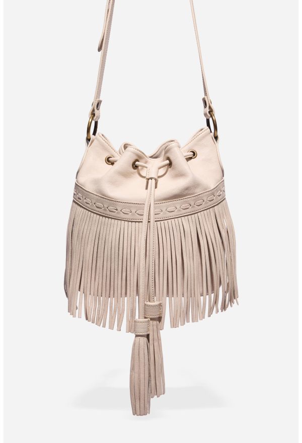 ITALIAN LEATHER FRINGE BUCKET BAG