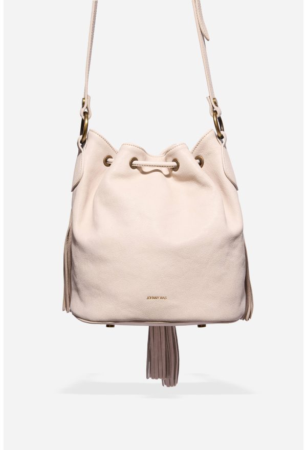 ITALIAN LEATHER FRINGE BUCKET BAG - Image 3