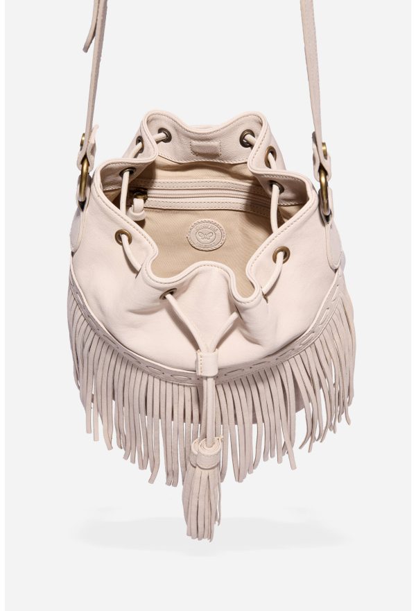 ITALIAN LEATHER FRINGE BUCKET BAG - Image 4