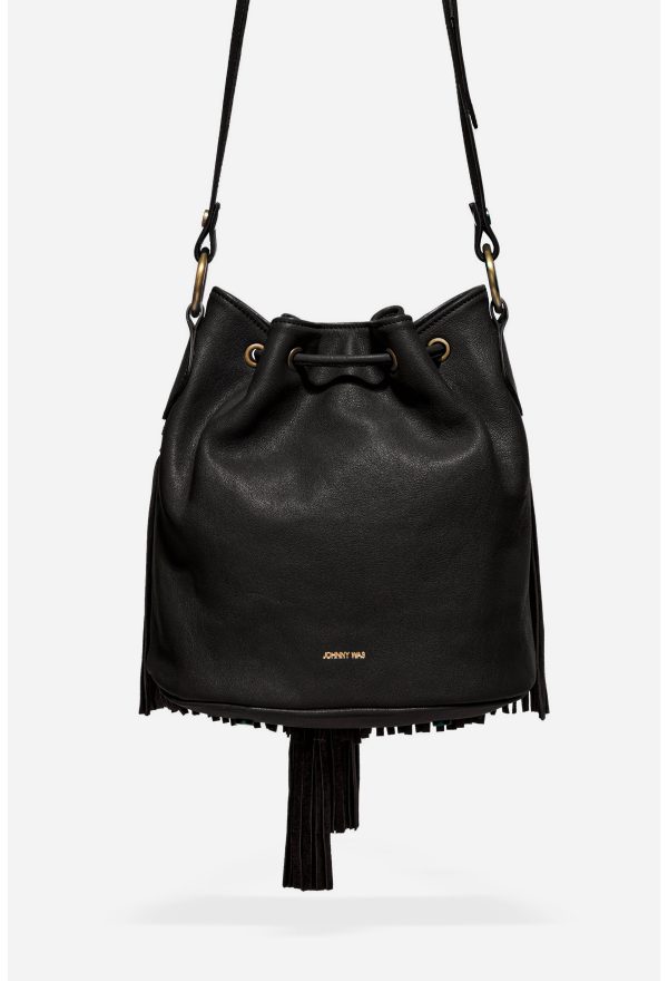 ITALIAN LEATHER FRINGE BUCKET BAG - Image 3