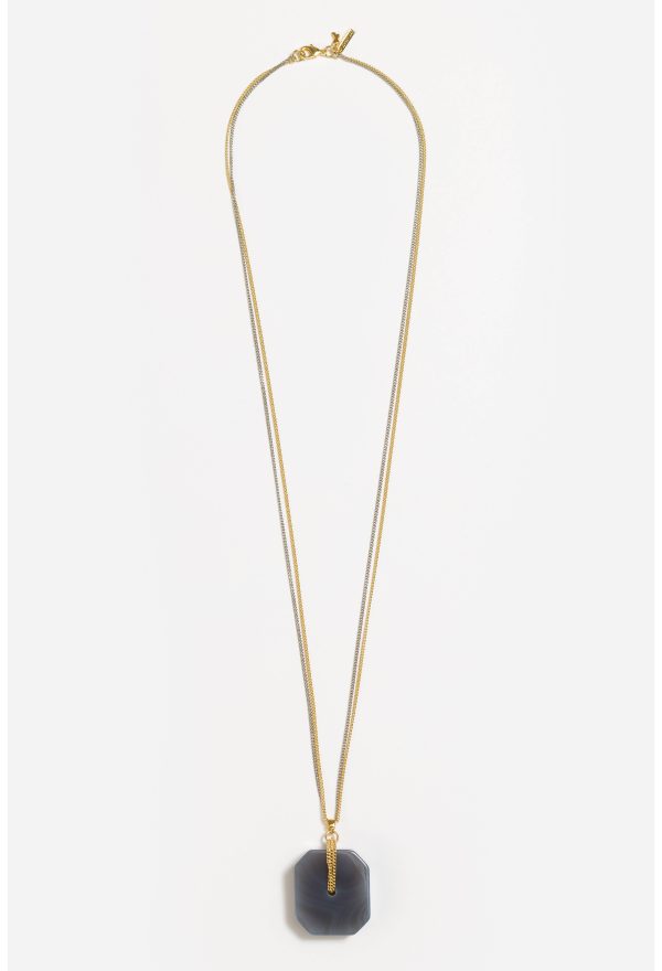 LARGE SEMIPRECIOUS PENDANT NECKLACE