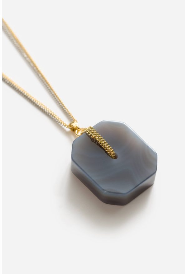 LARGE SEMIPRECIOUS PENDANT NECKLACE - Image 2