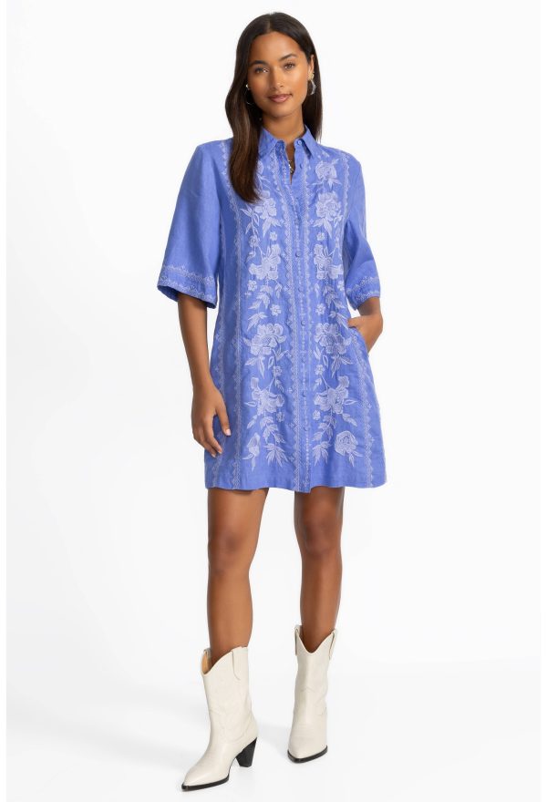 KIMONO SLEEVE LINEN SHIRT DRESS