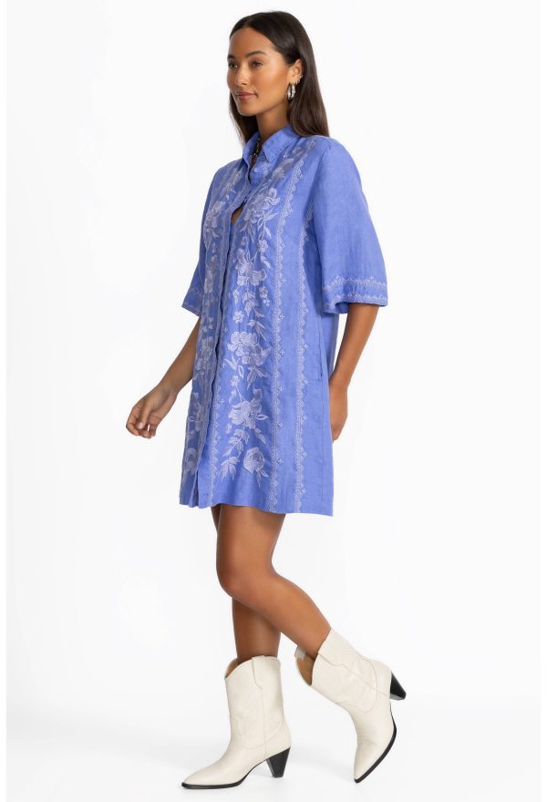 KIMONO SLEEVE LINEN SHIRT DRESS - Image 2
