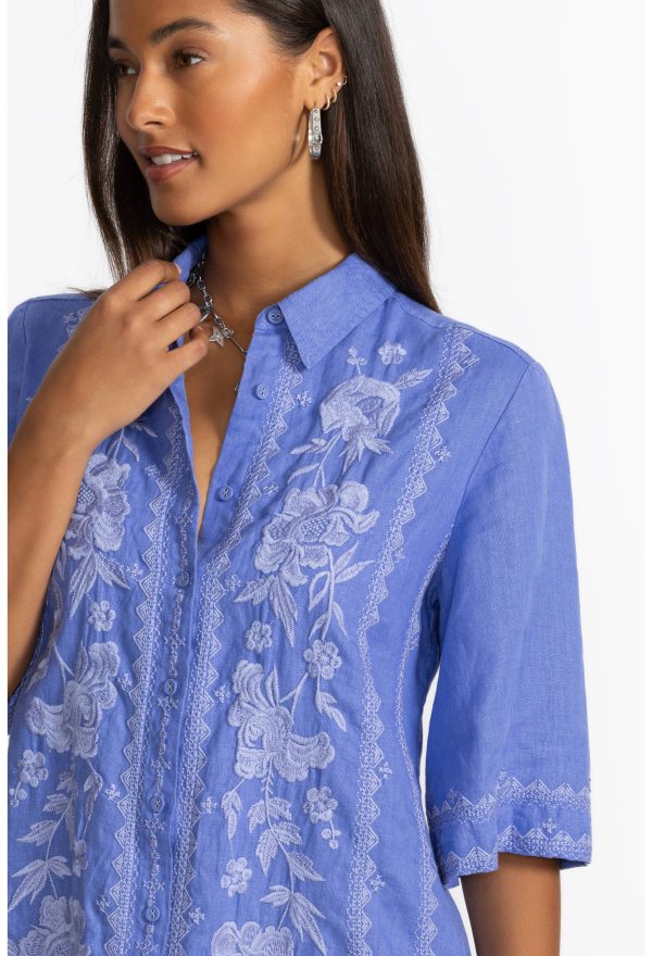 KIMONO SLEEVE LINEN SHIRT DRESS - Image 4