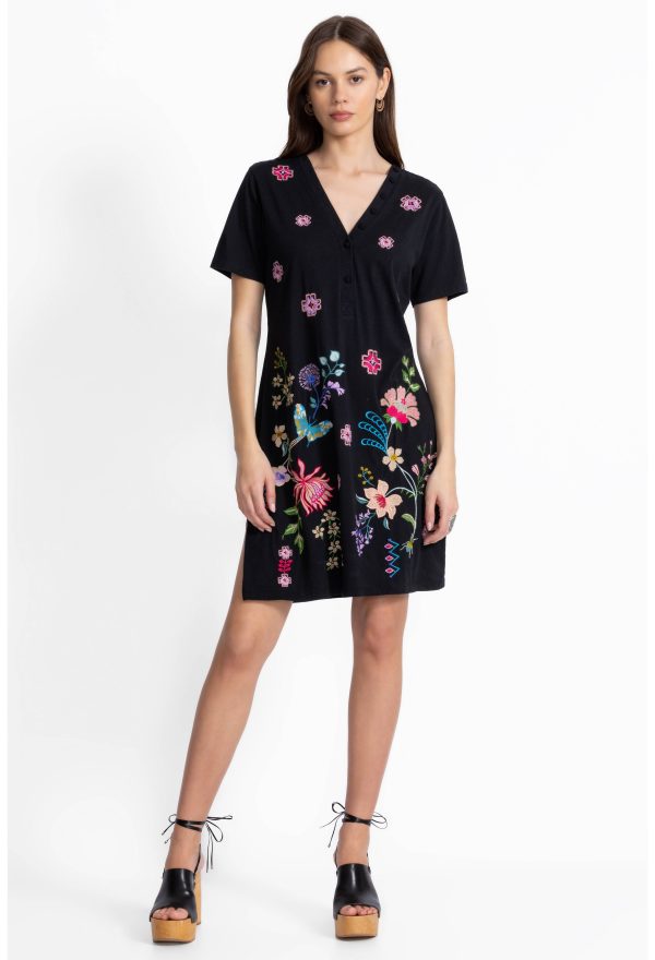 BUTTON NECK KNIT DRESS