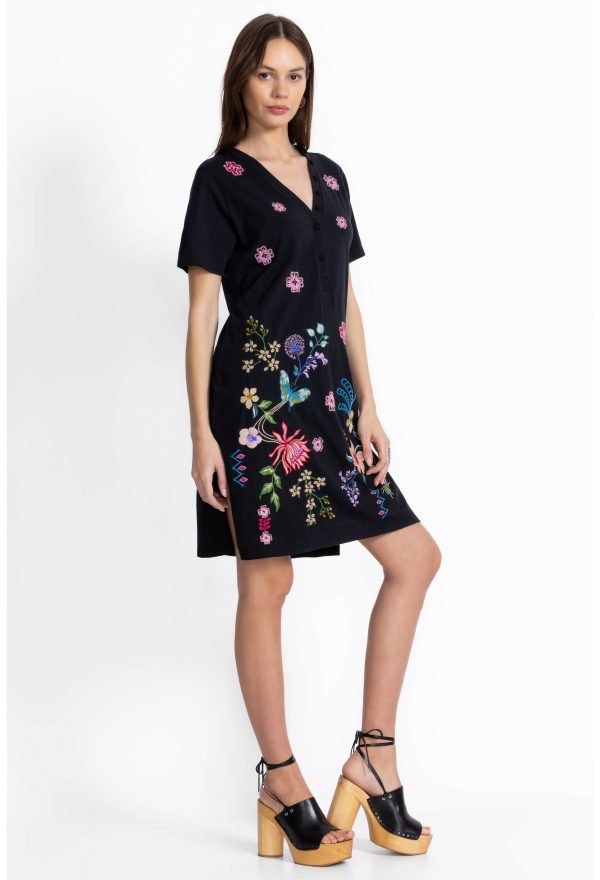 BUTTON NECK KNIT DRESS - Image 2