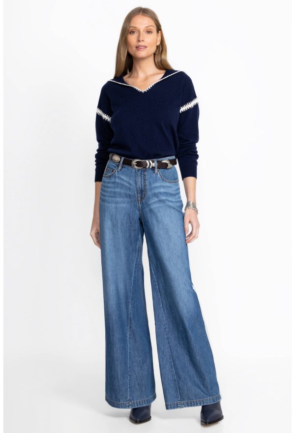 THE BLANKET STITCH WIDE LEG JEAN