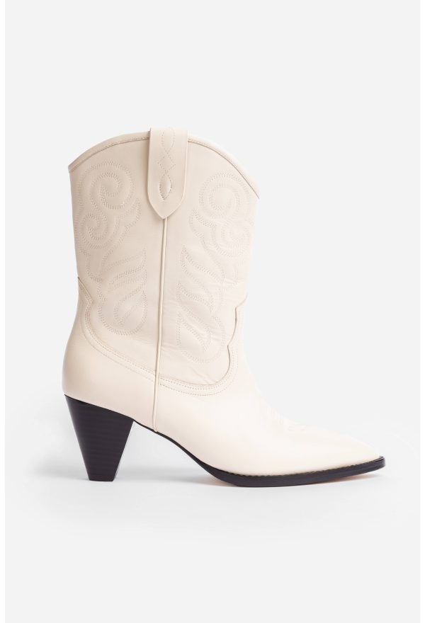 IVORY ANKLE COWBOY BOOT