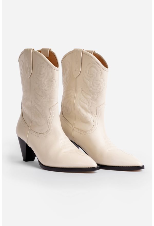 IVORY ANKLE COWBOY BOOT - Image 3