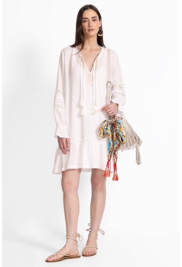 GAUZE RUFFLE TIER MINI DRESS