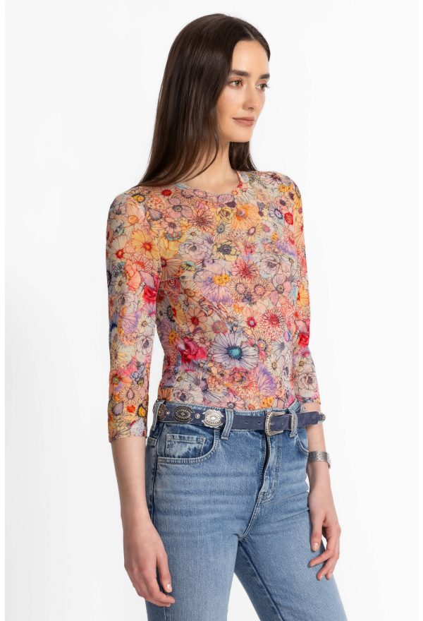 NATALIE 3/4 MESH TEE