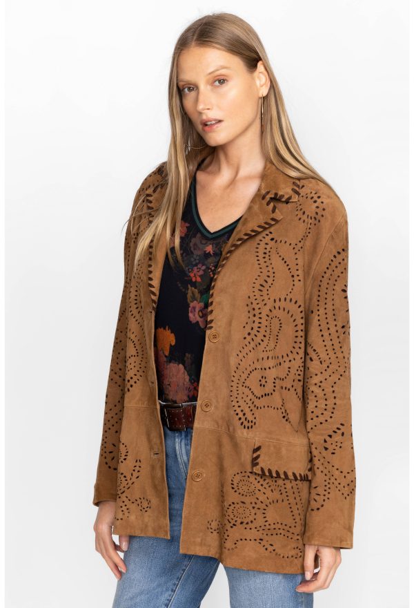 LASER CUT SUEDE WHIPSTITCH BLAZER