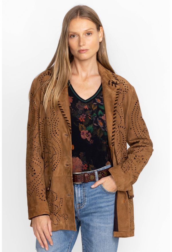 LASER CUT SUEDE WHIPSTITCH BLAZER - Image 2