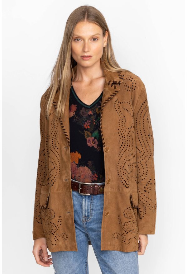 LASER CUT SUEDE WHIPSTITCH BLAZER - Image 3