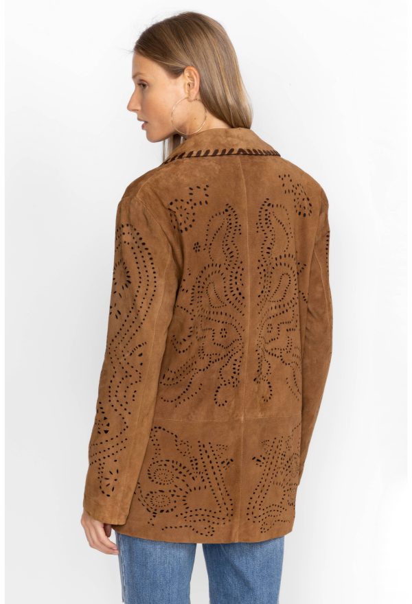 LASER CUT SUEDE WHIPSTITCH BLAZER - Image 4