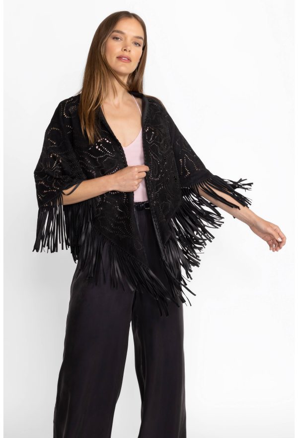 LASER CUT SUEDE PONCHO - Image 2