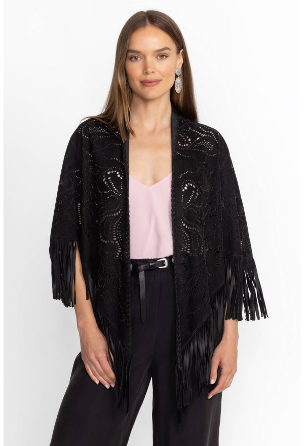 LASER CUT SUEDE PONCHO - Image 3