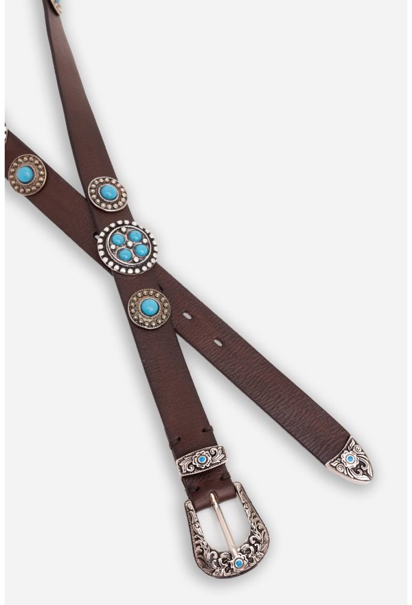 LUMINOSA TURQUOISE ITALIAN LEATHER BELT - Image 3