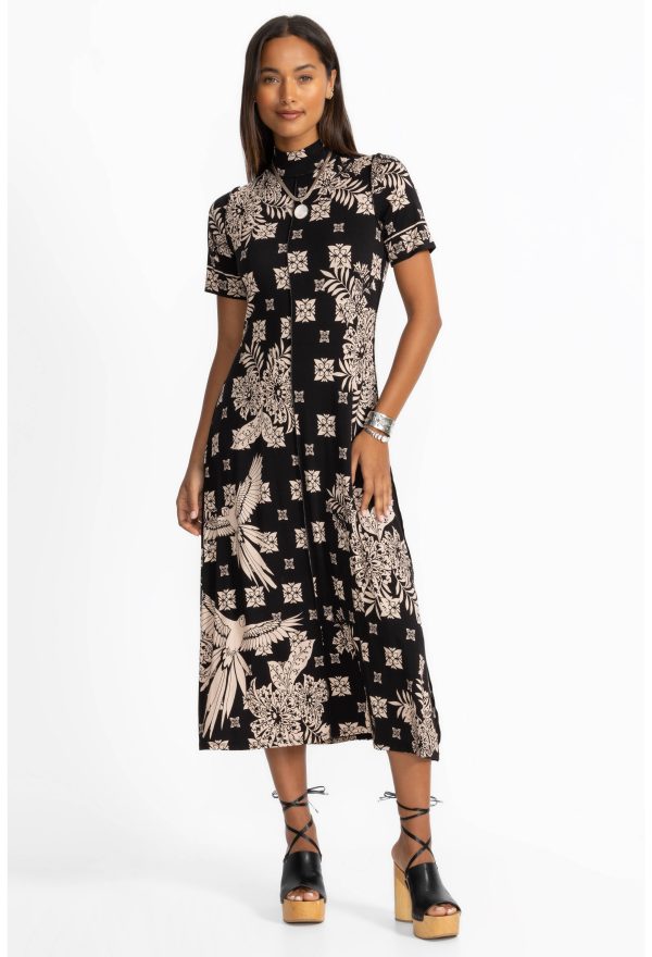 THE JANIE FAVORITE SHORT SLEEVE SEAMED MOCK NECK DRESS - Image 3