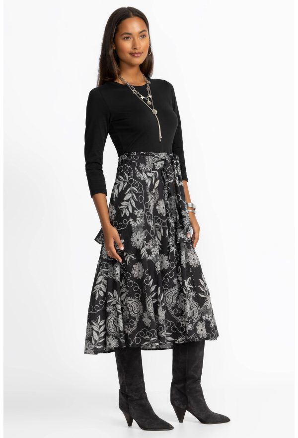 MIXED MEDIA WRAP TIE DRESS - Image 2