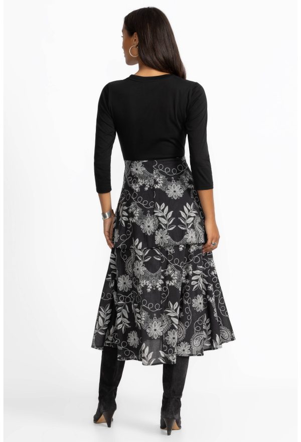 MIXED MEDIA WRAP TIE DRESS - Image 3